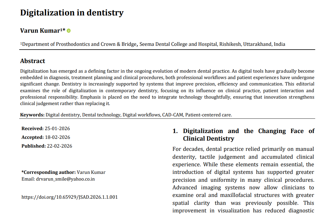 Digitalization in dentistry